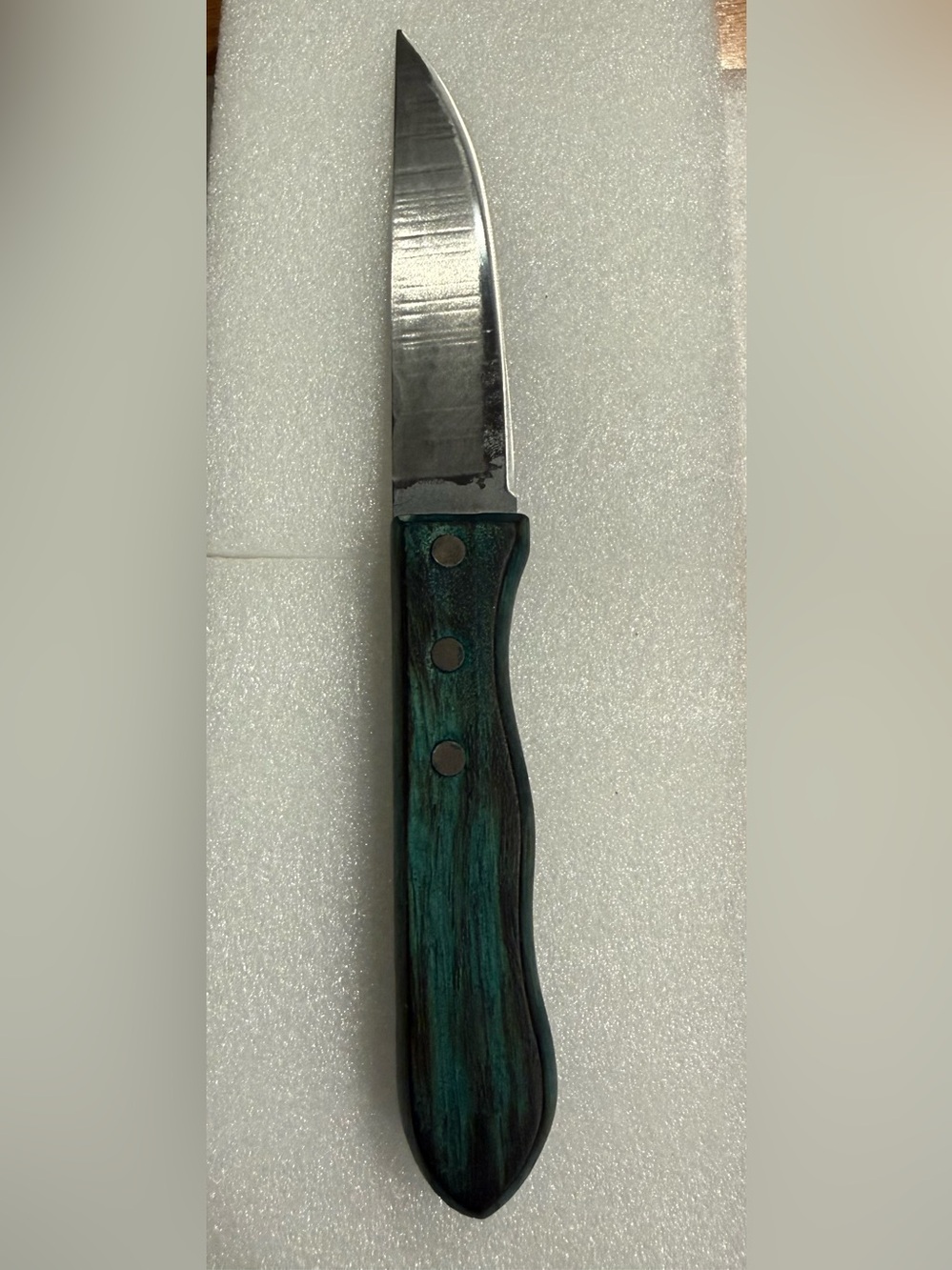 Custom Repurposed Vintage Green & Black Wood Handle Utility/Kitchen Knife -Sharp